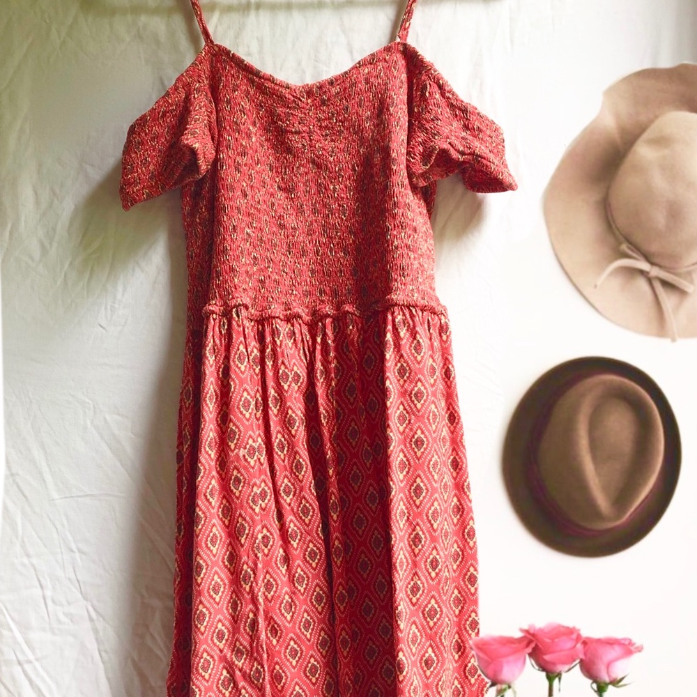 Band of Gypsies Cold Shoulder Orange Dress S/M